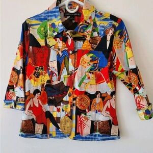 Colorful Graphic Jacket with buttons